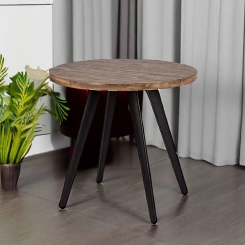 Contemporary Rustic Walnut Wood Dining Table 31.5in Round