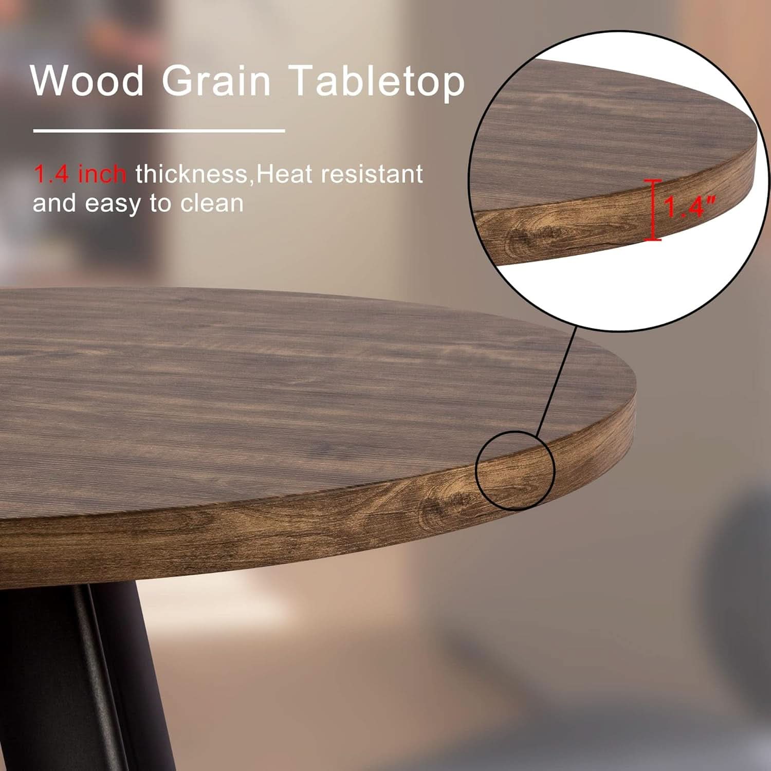Contemporary Rustic Walnut Wood Dining Table 31.5in Round