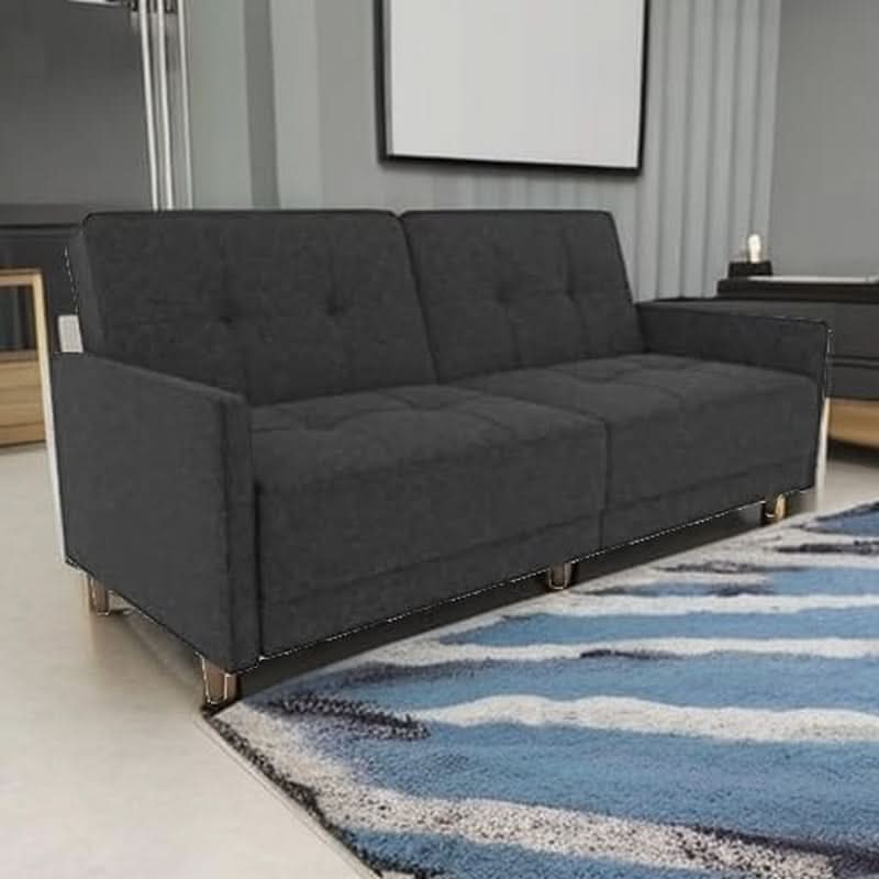 Contemporary Upholstered 76 Inch Grey Sleeper Sofa