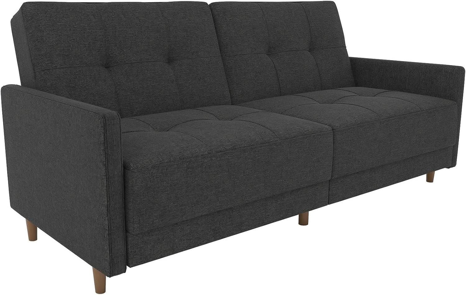 Contemporary Upholstered 76 Inch Grey Sleeper Sofa