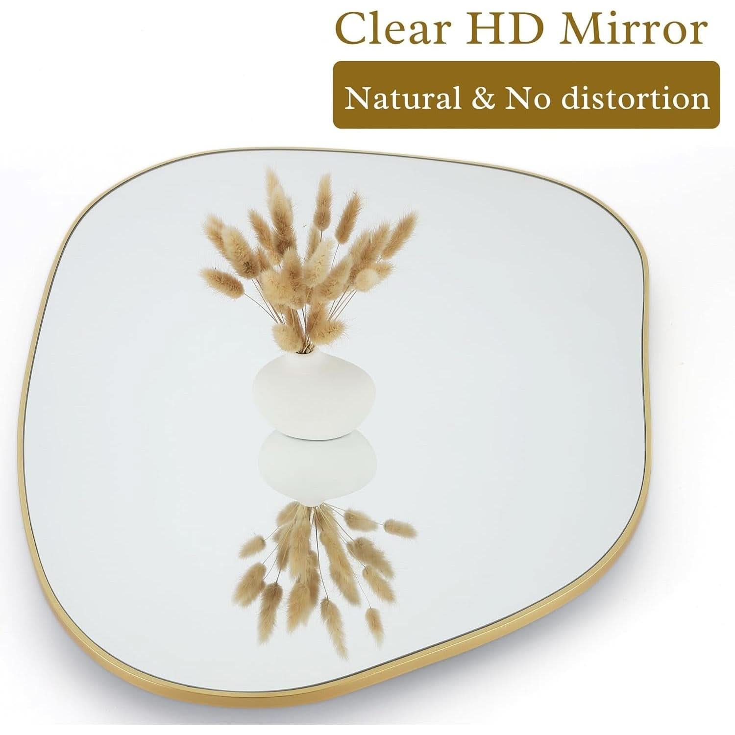 Contemporary Wall Mirror With Gold Frame 32x24 Inches for Living Room