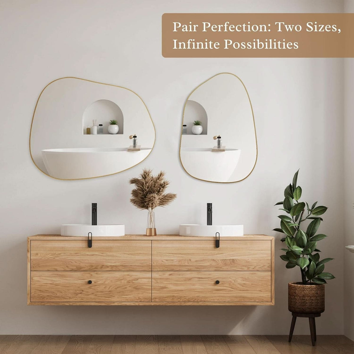 Contemporary Wall Mirror With Gold Frame 32x24 Inches for Living Room