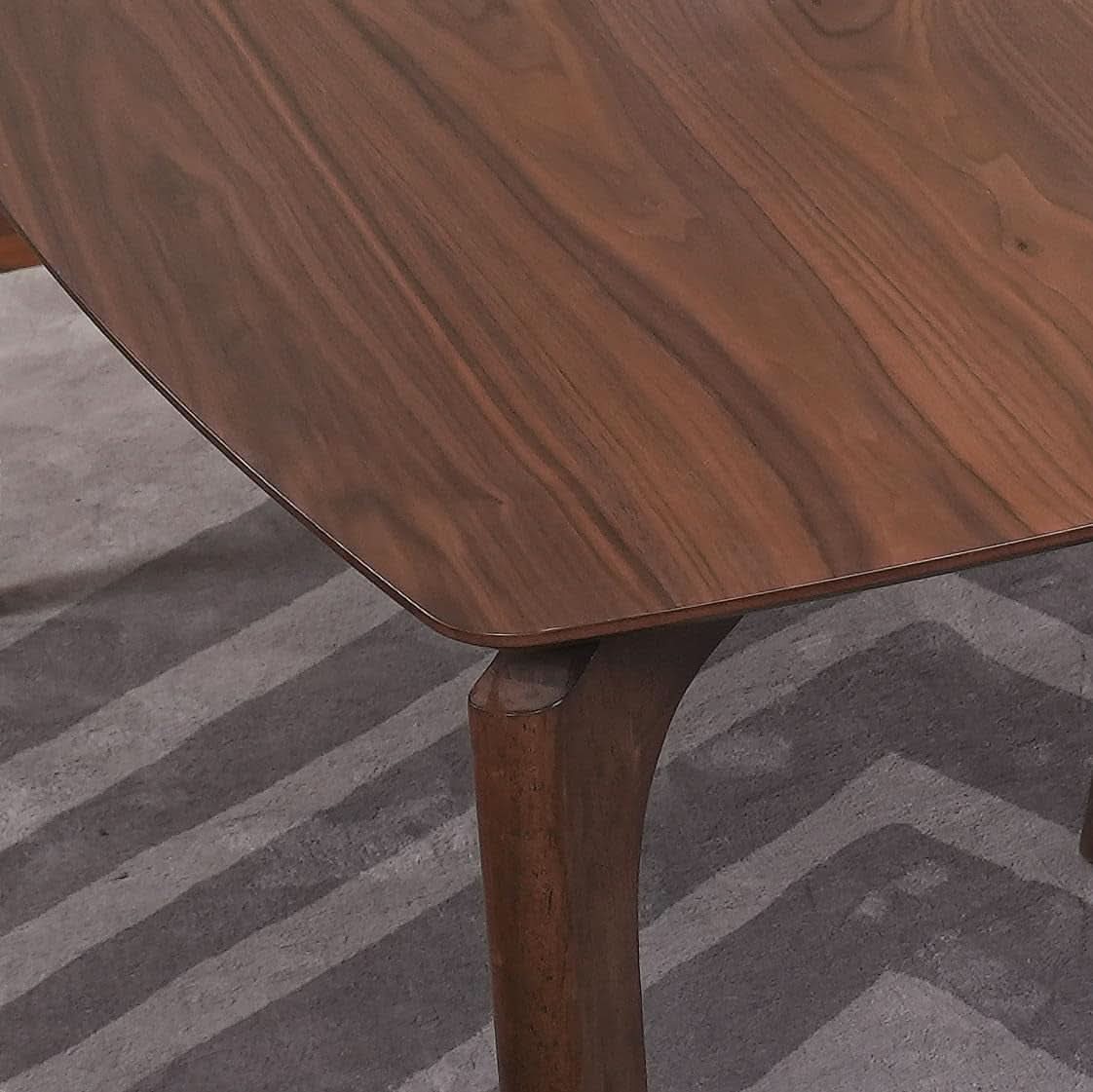 Contemporary Walnut Veneer Dining Table Set Chairs