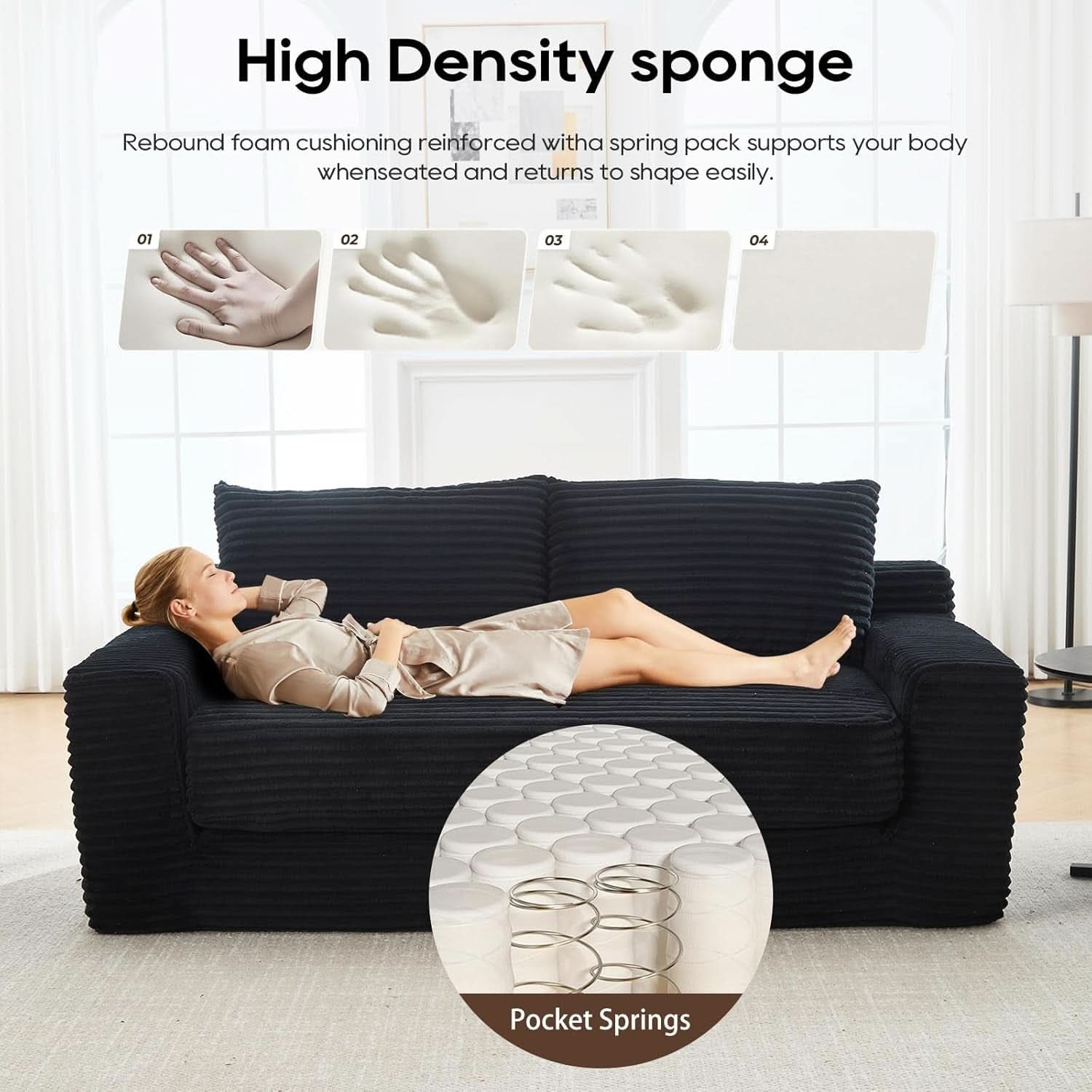Convertible Corduroy Love Seat Sofa for Small Spaces