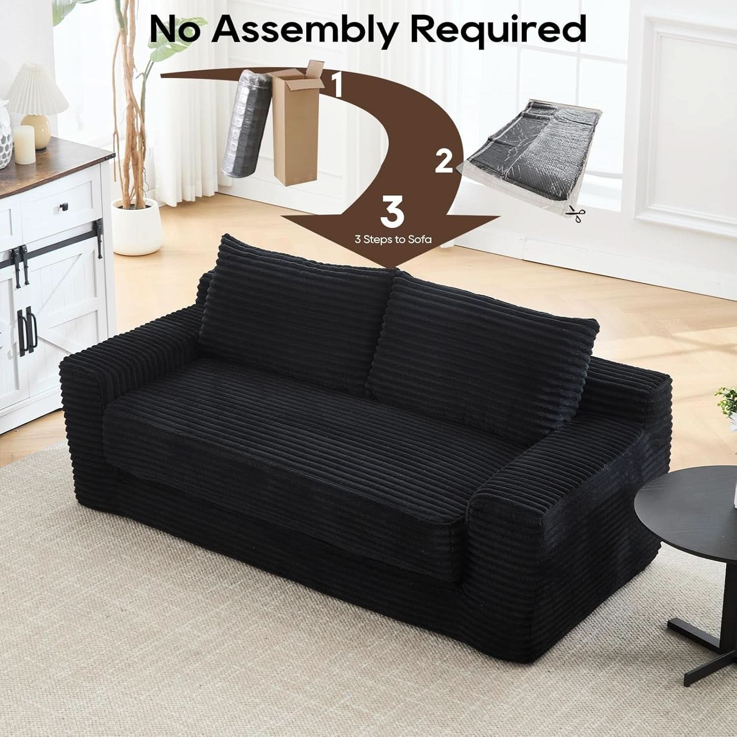 Convertible Corduroy Love Seat Sofa for Small Spaces