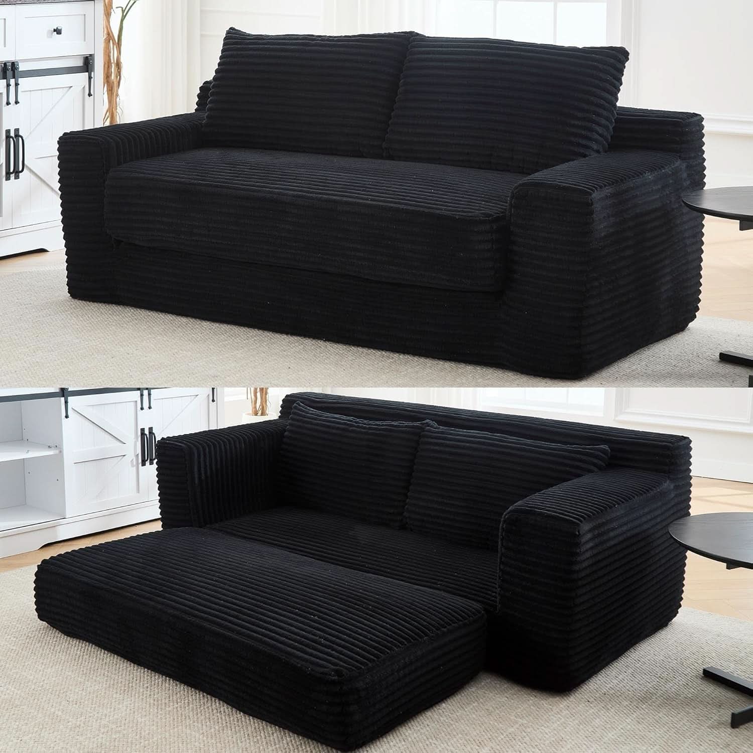 Convertible Corduroy Love Seat Sofa for Small Spaces