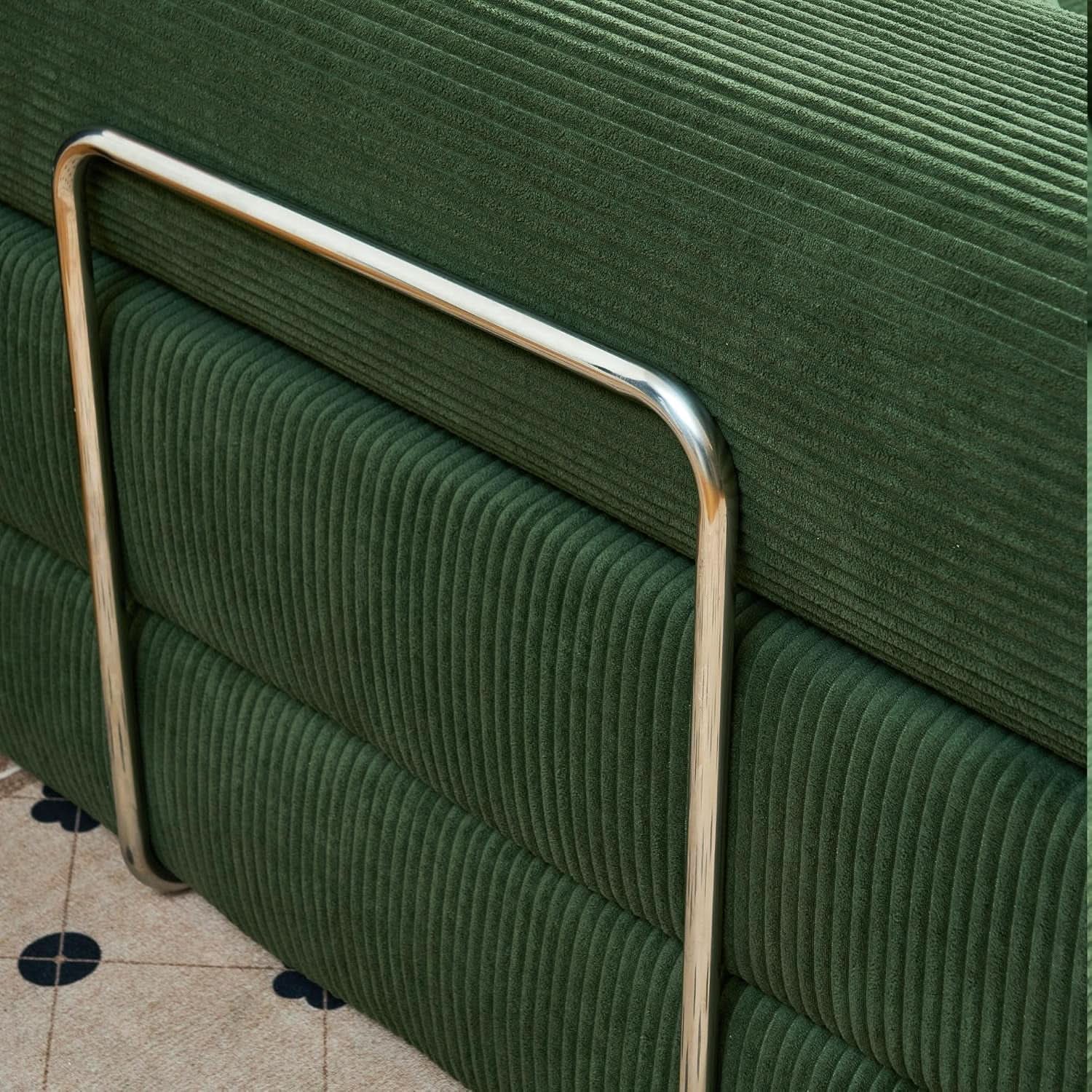 Convertible Floor Sofa Bed Comfy Corduroy Design Green