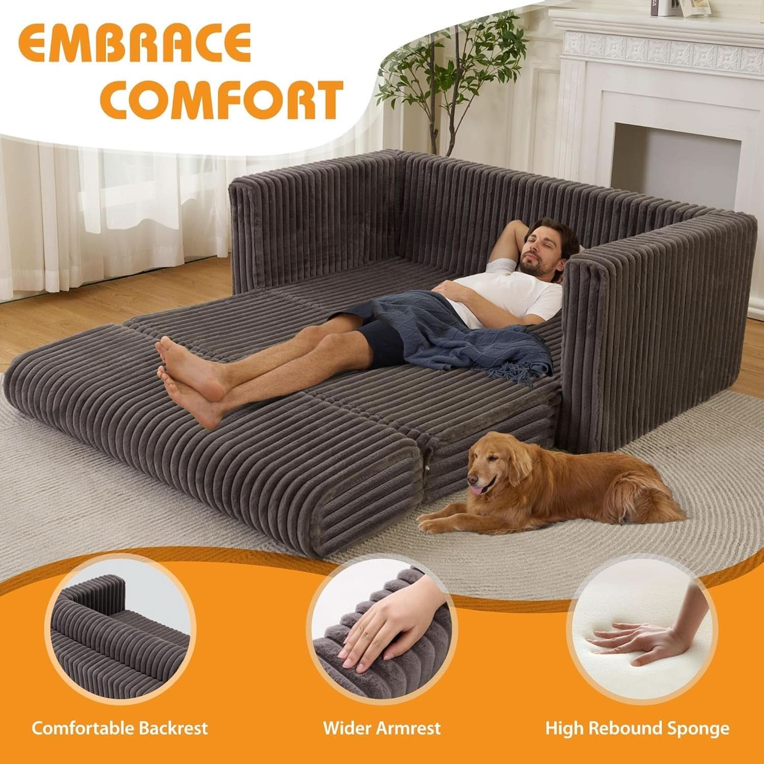 Convertible Folding Sofa Bed Comfy Multi-Functional Lounge Chair
