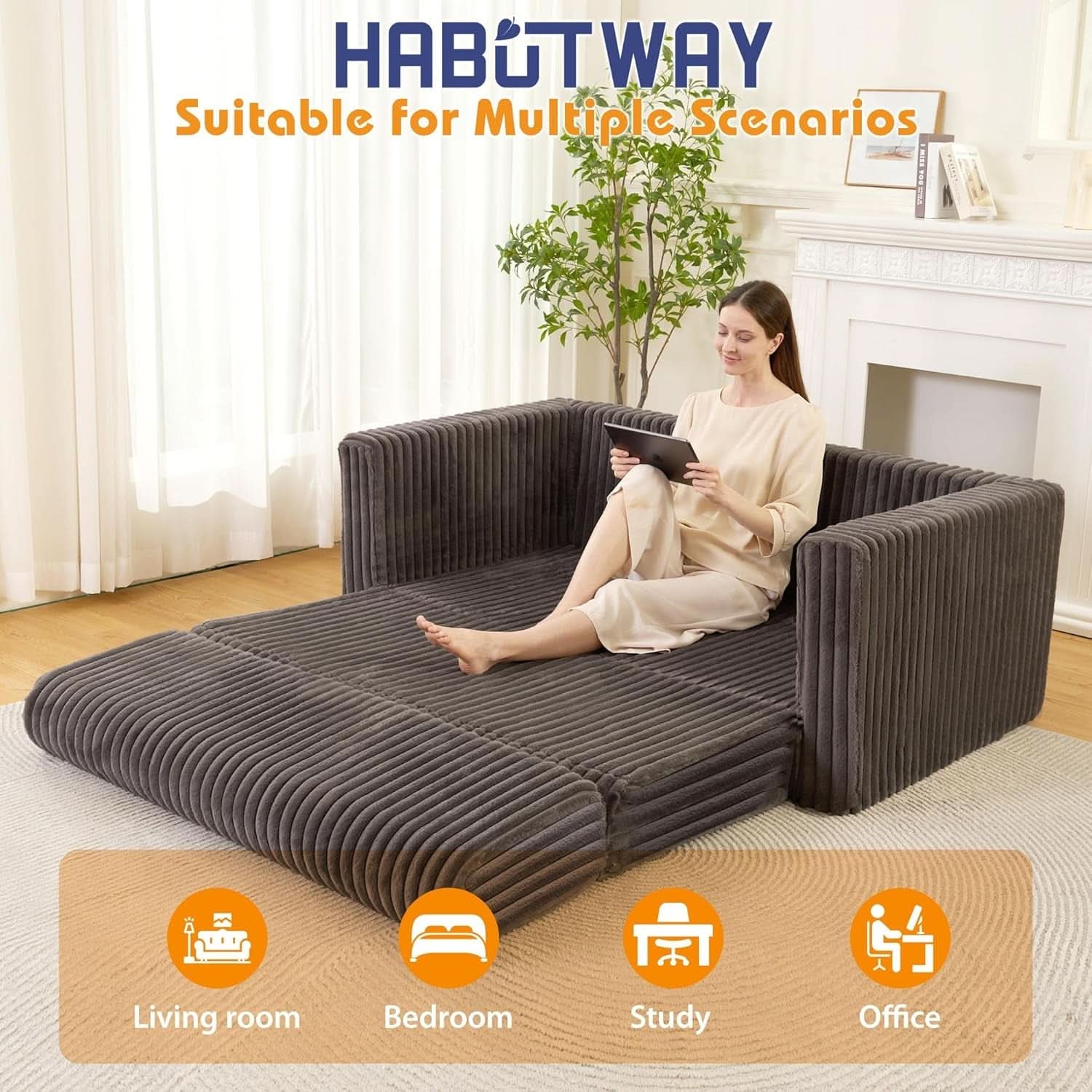 Convertible Folding Sofa Bed Comfy Multi-Functional Lounge Chair