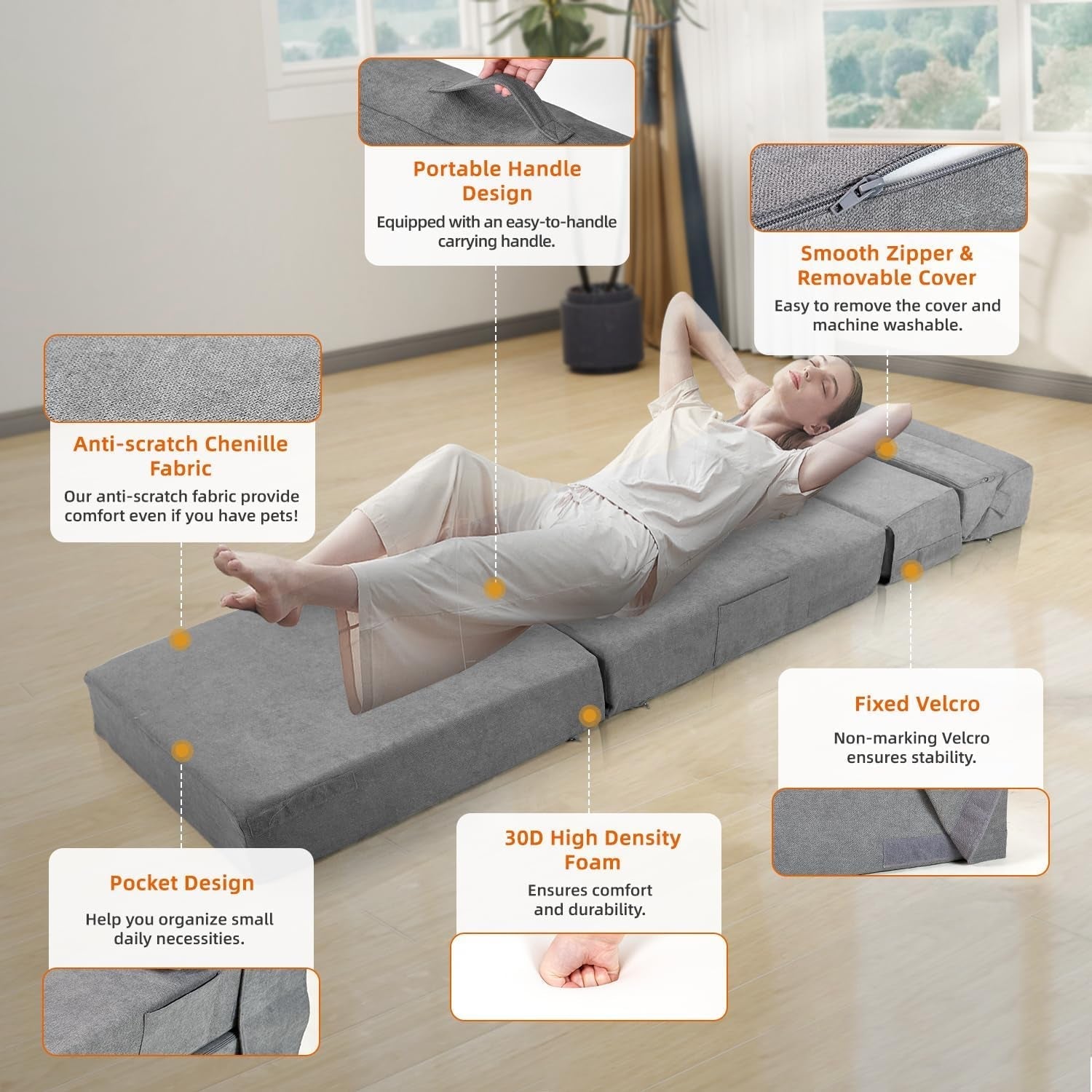 Convertible Folding Sofa Bed with Back Support and Comfort