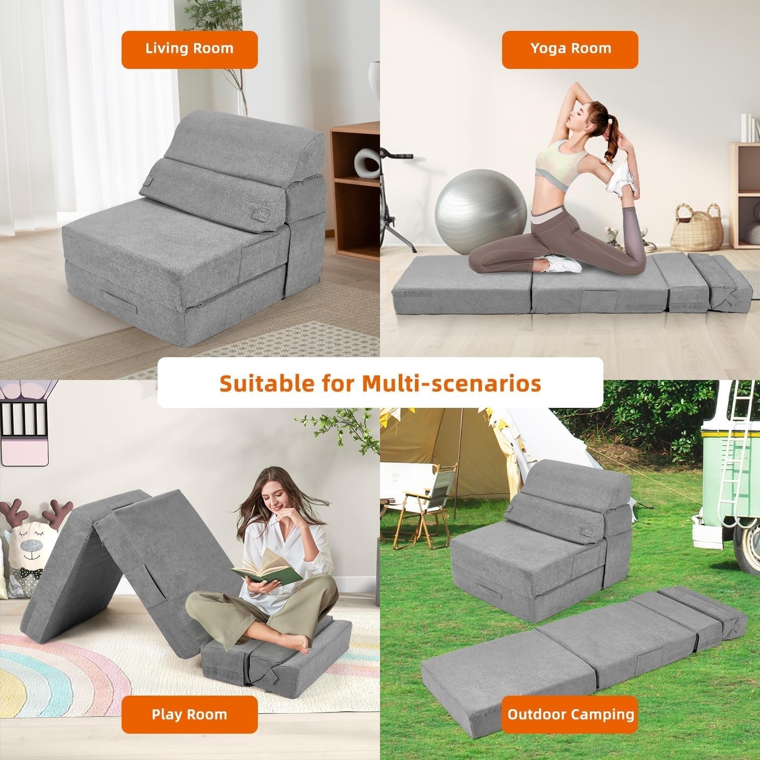 Convertible Folding Sofa Bed with Back Support and Comfort