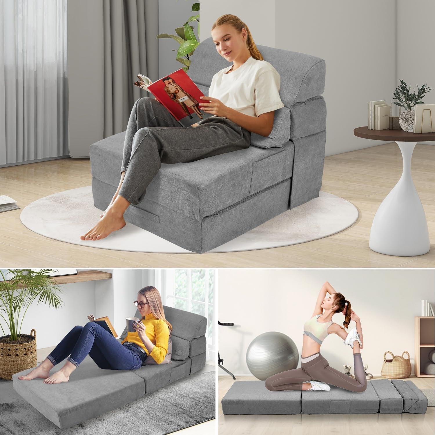 Convertible Folding Sofa Bed with Back Support and Comfort