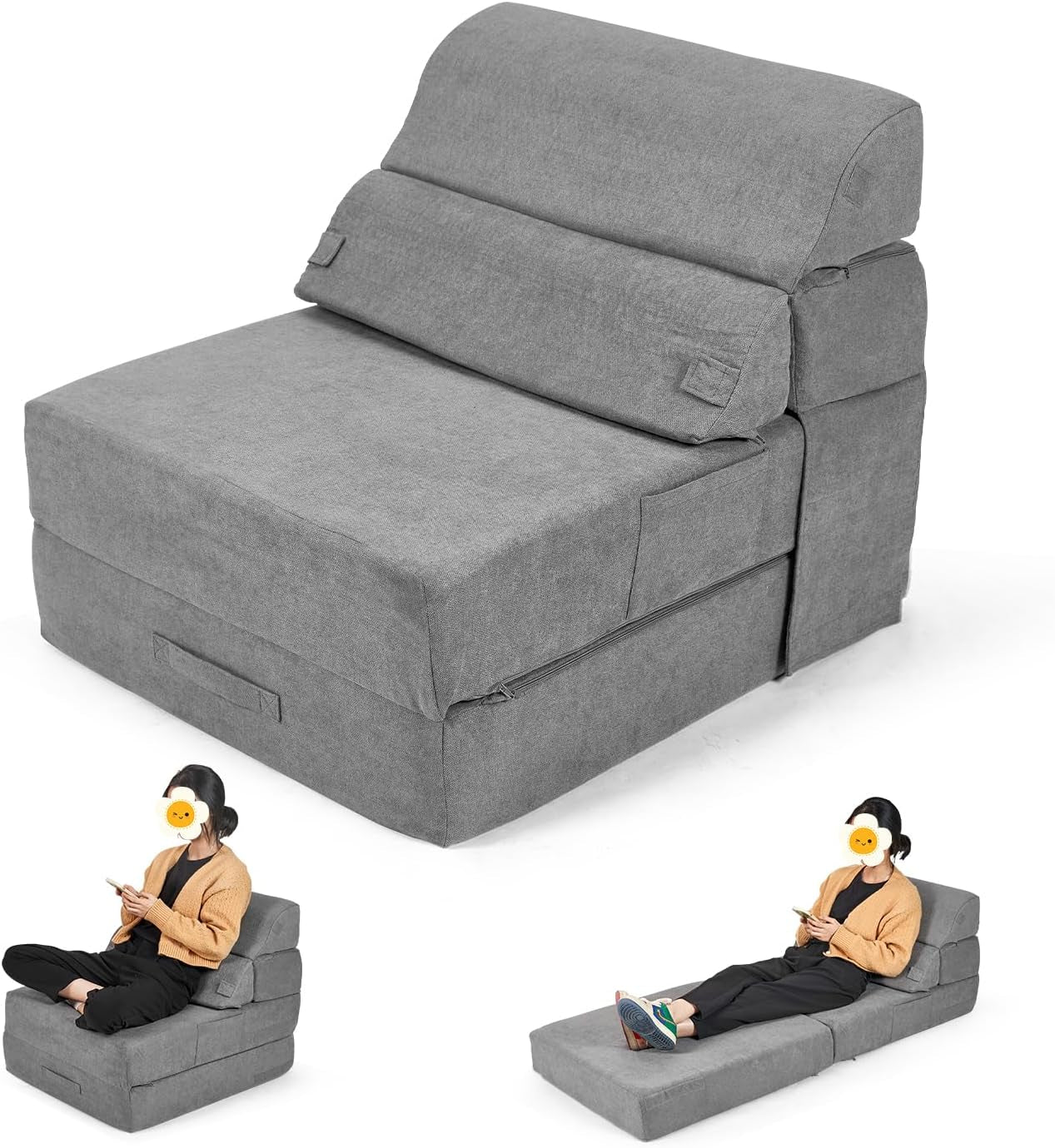 Convertible Folding Sofa Bed with Back Support and Comfort