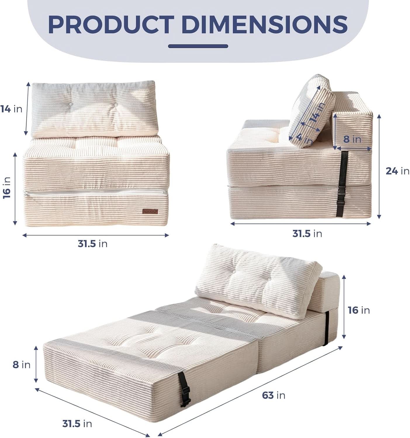 Convertible Folding Sofa Bed with High-Density Foam