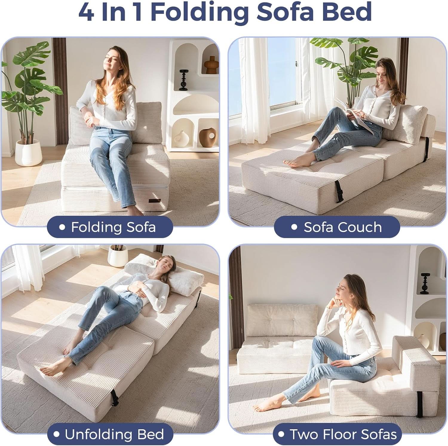 Convertible Folding Sofa Bed with High-Density Foam