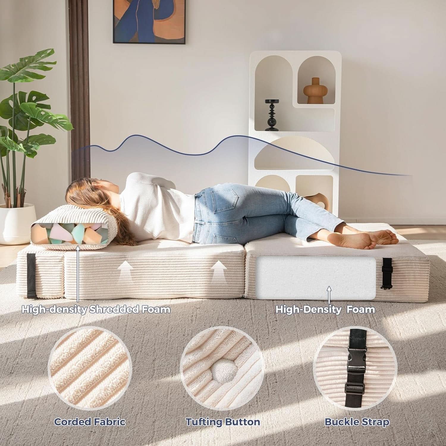 Convertible Folding Sofa Bed with High-Density Foam