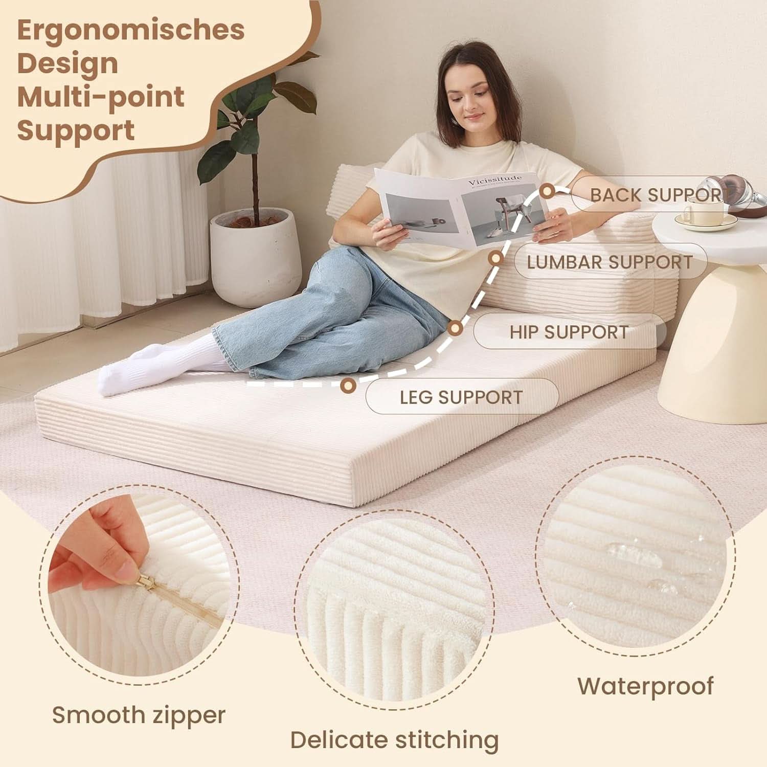 Convertible Folding Sofa Bed with Pillow and Mattress