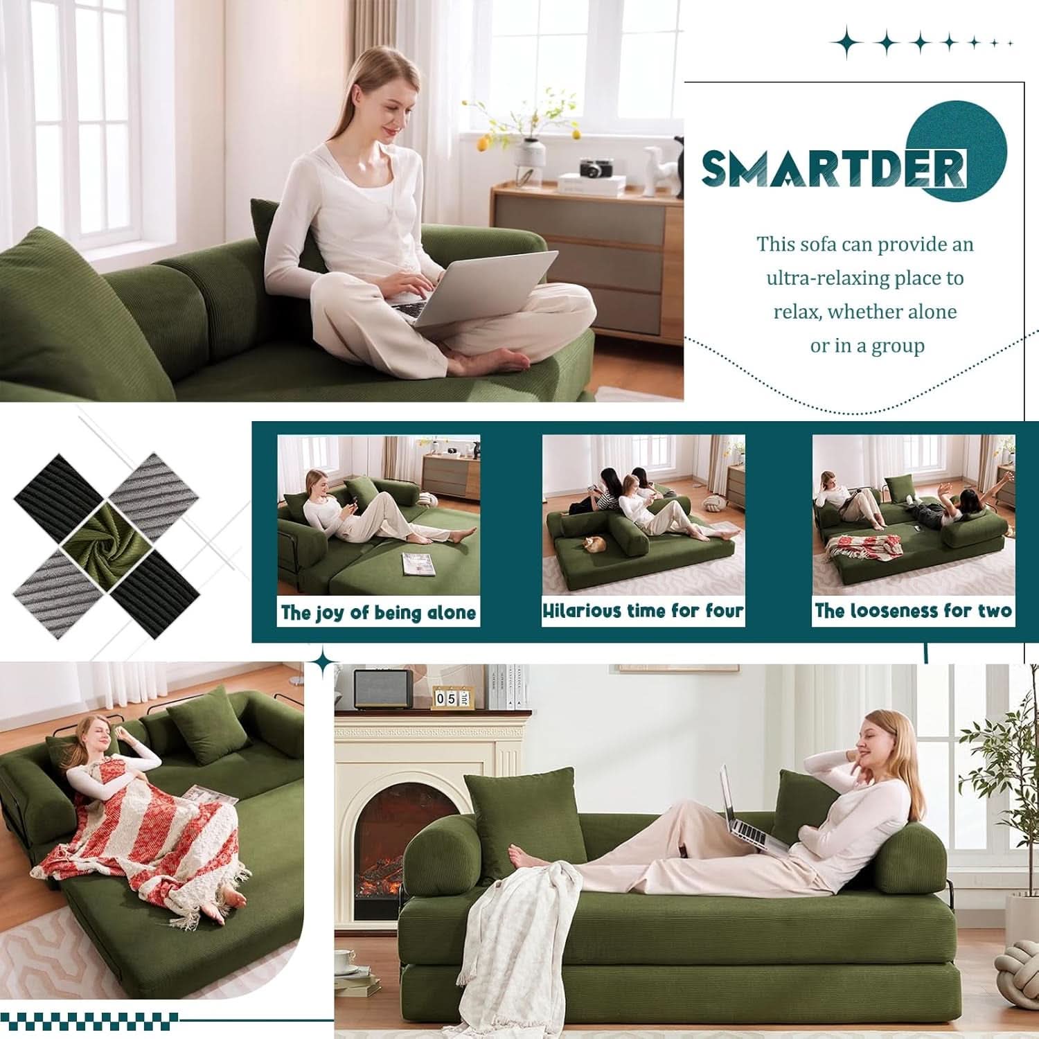 Convertible Folding Sofa Bed with Removable Backrest