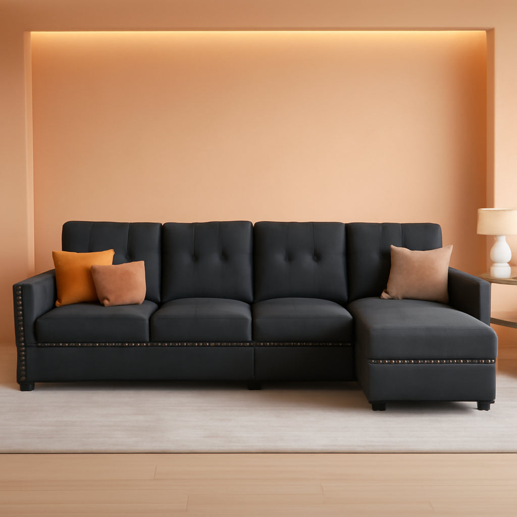Convertible L Shaped Sectional Sofa Small Spaces Storage