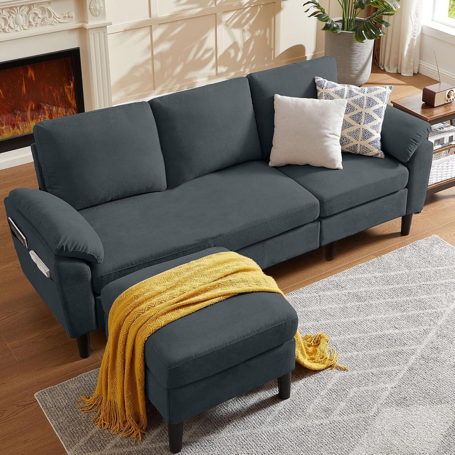 Convertible L Shaped Sectional Sofa with Storage Chaise