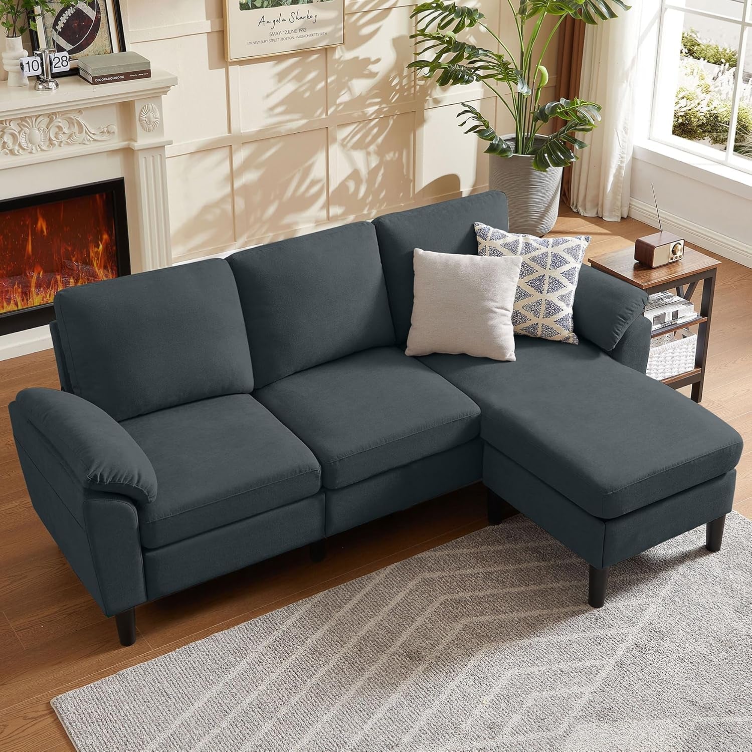 Convertible L Shaped Sectional Sofa with Storage Chaise