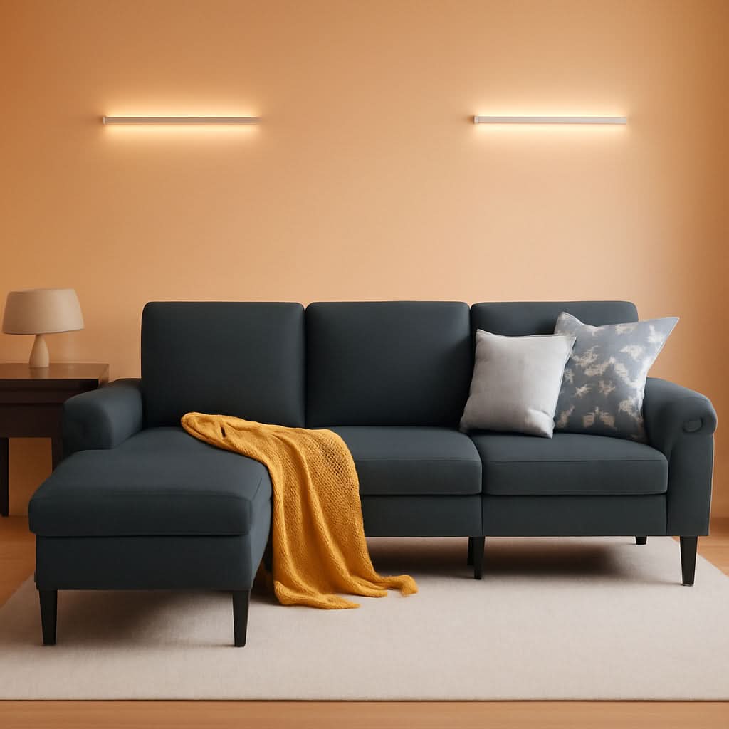 Convertible L Shaped Sectional Sofa with Storage Chaise