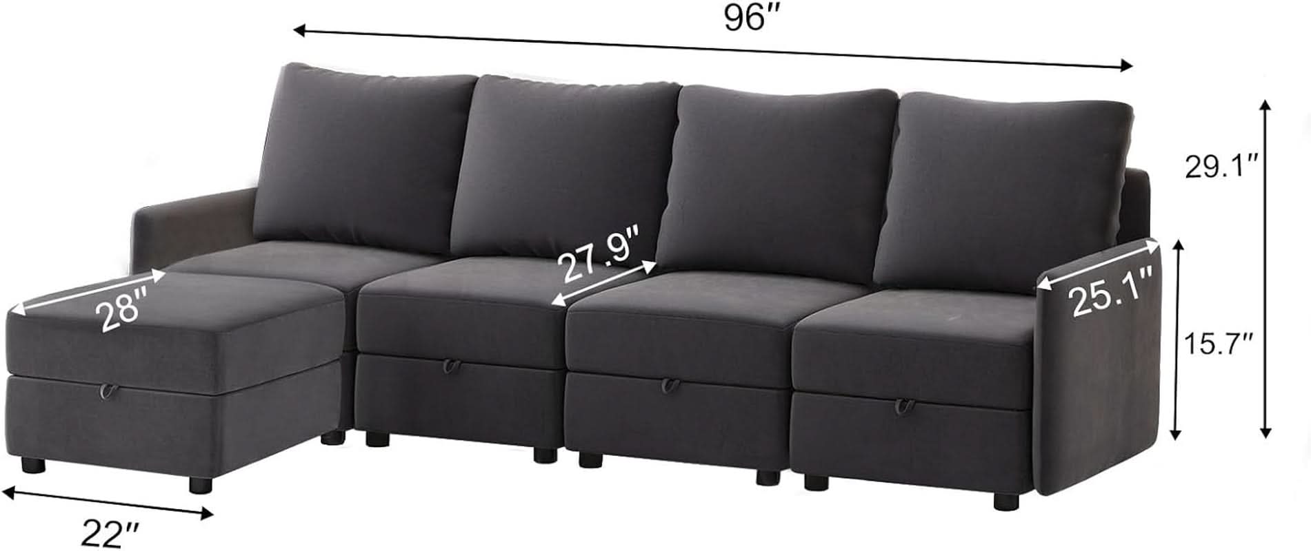 Convertible Modular Sectional Sofa with Memory Foam Comfort