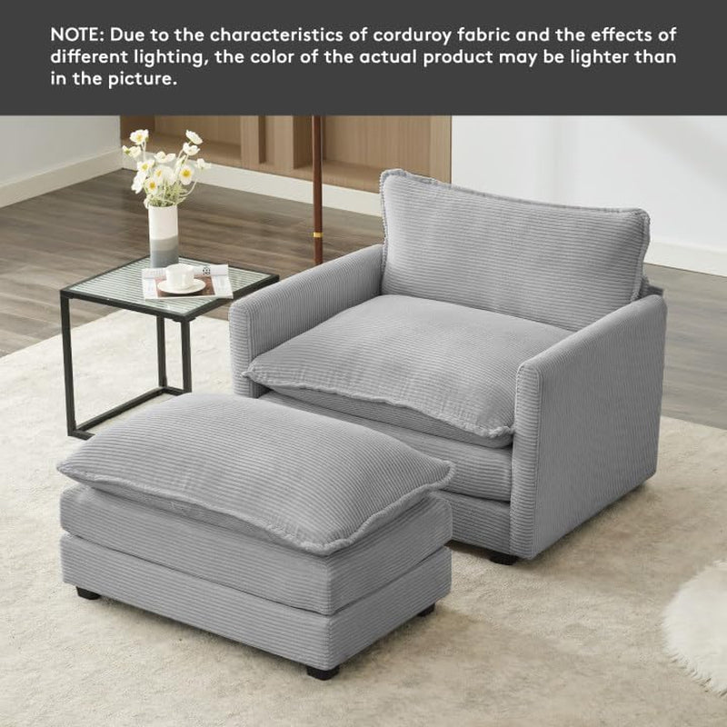 Convertible Sectional Couch With Ottoman In Light Grey