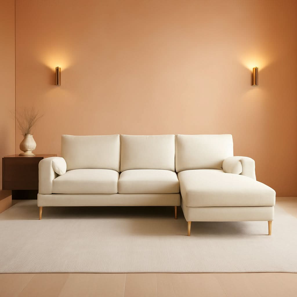 Convertible Sectional Sofa 110 Inch U Shape Creamy White