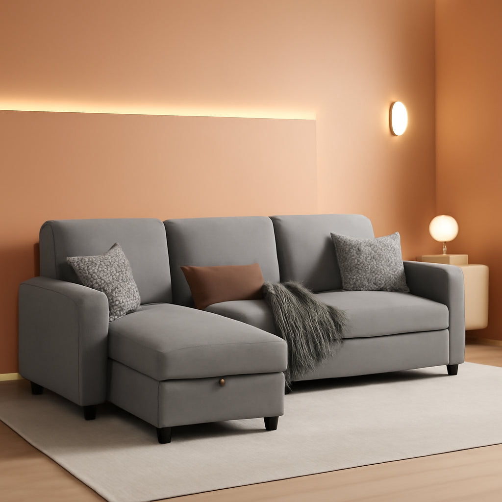 Convertible Sectional Sofa with Storage Ottoman for Small Spaces