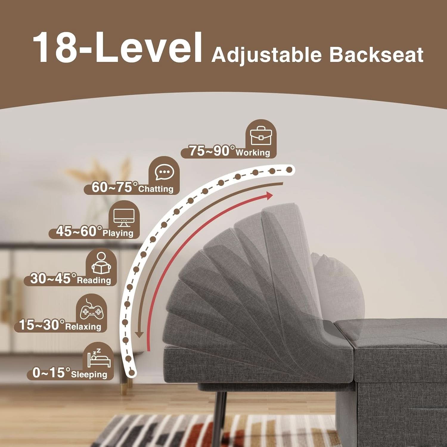 Convertible Sleeper Chair Bed with Adjustable Backrest