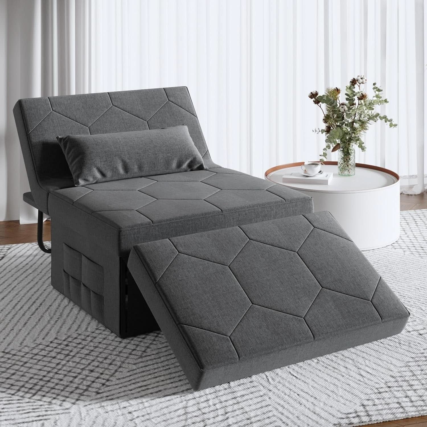 Convertible Sleeper Chair Bed with Adjustable Backrest