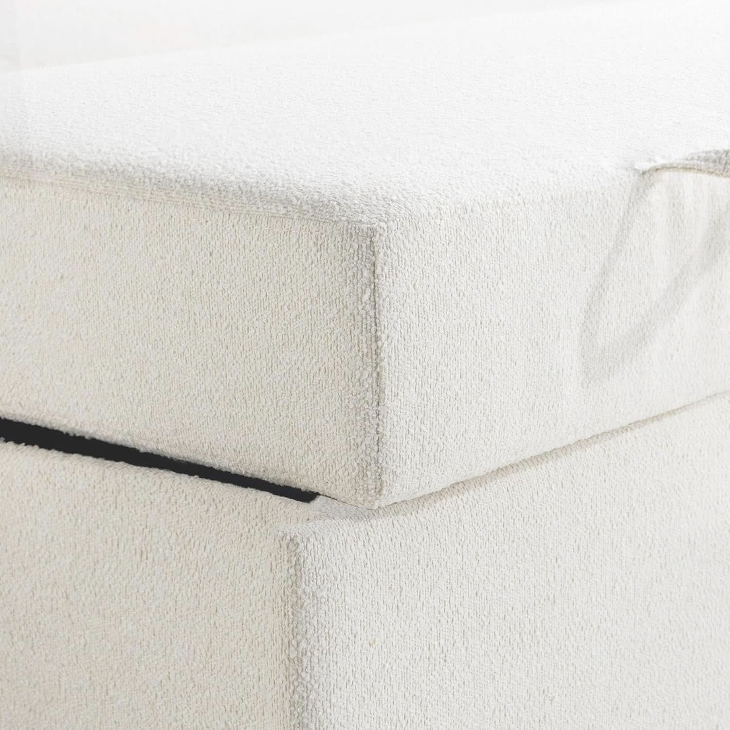 Convertible Sleeper Loveseat 66 Inch Polyester Ivory