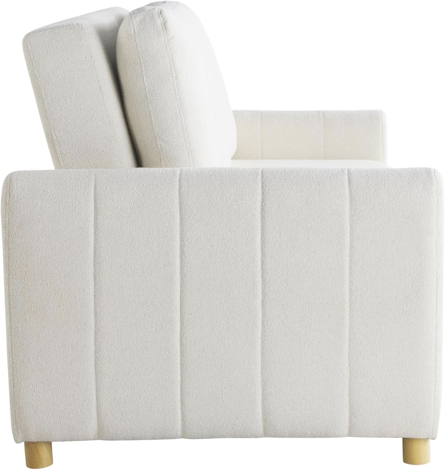 Convertible Sleeper Loveseat 66 Inch Polyester Ivory