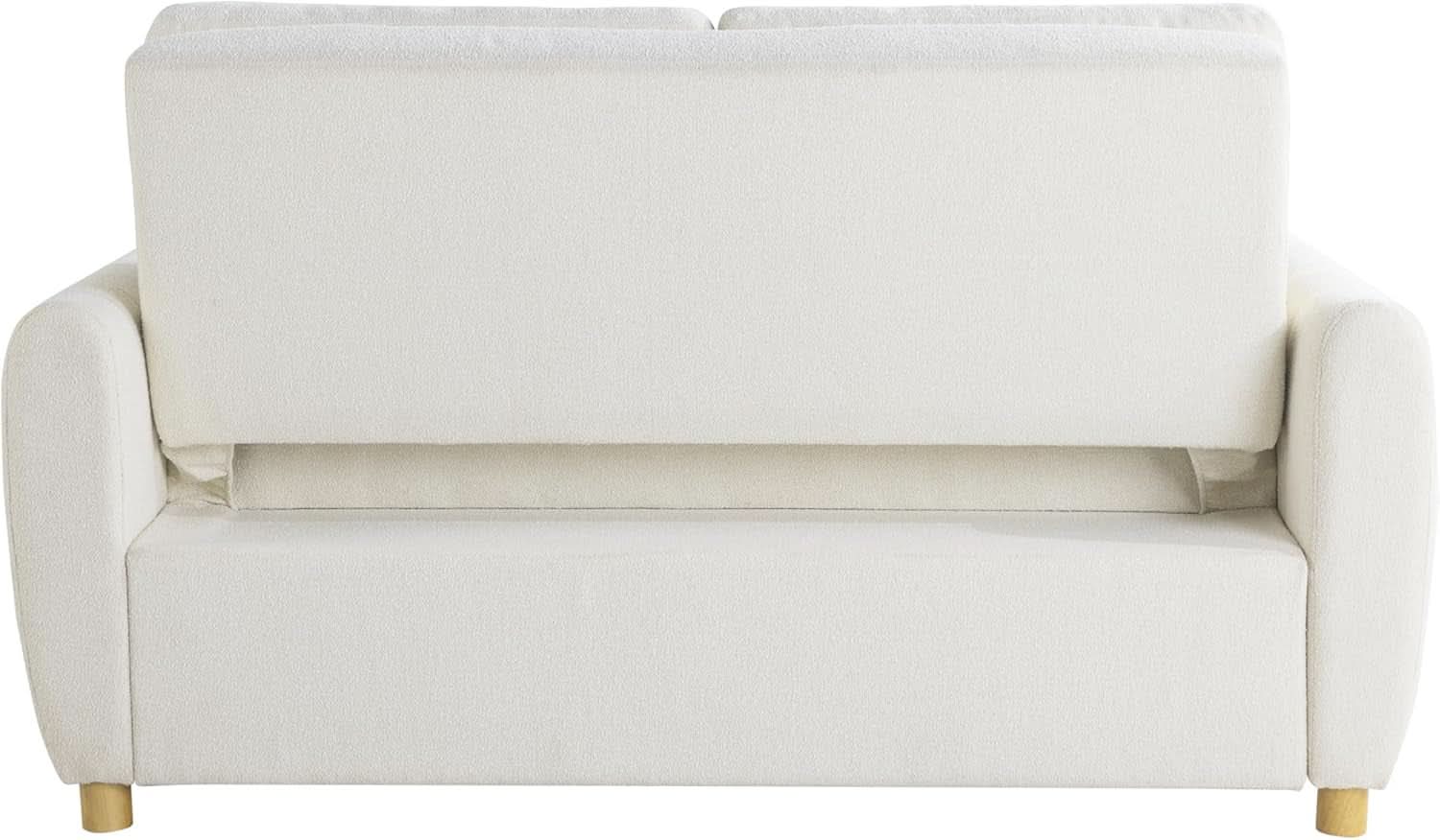 Convertible Sleeper Loveseat 66 Inch Polyester Ivory