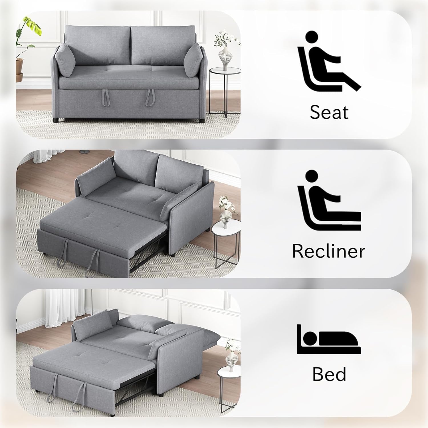 Convertible Sleeper Sofa Bed With Adjustable Backrest