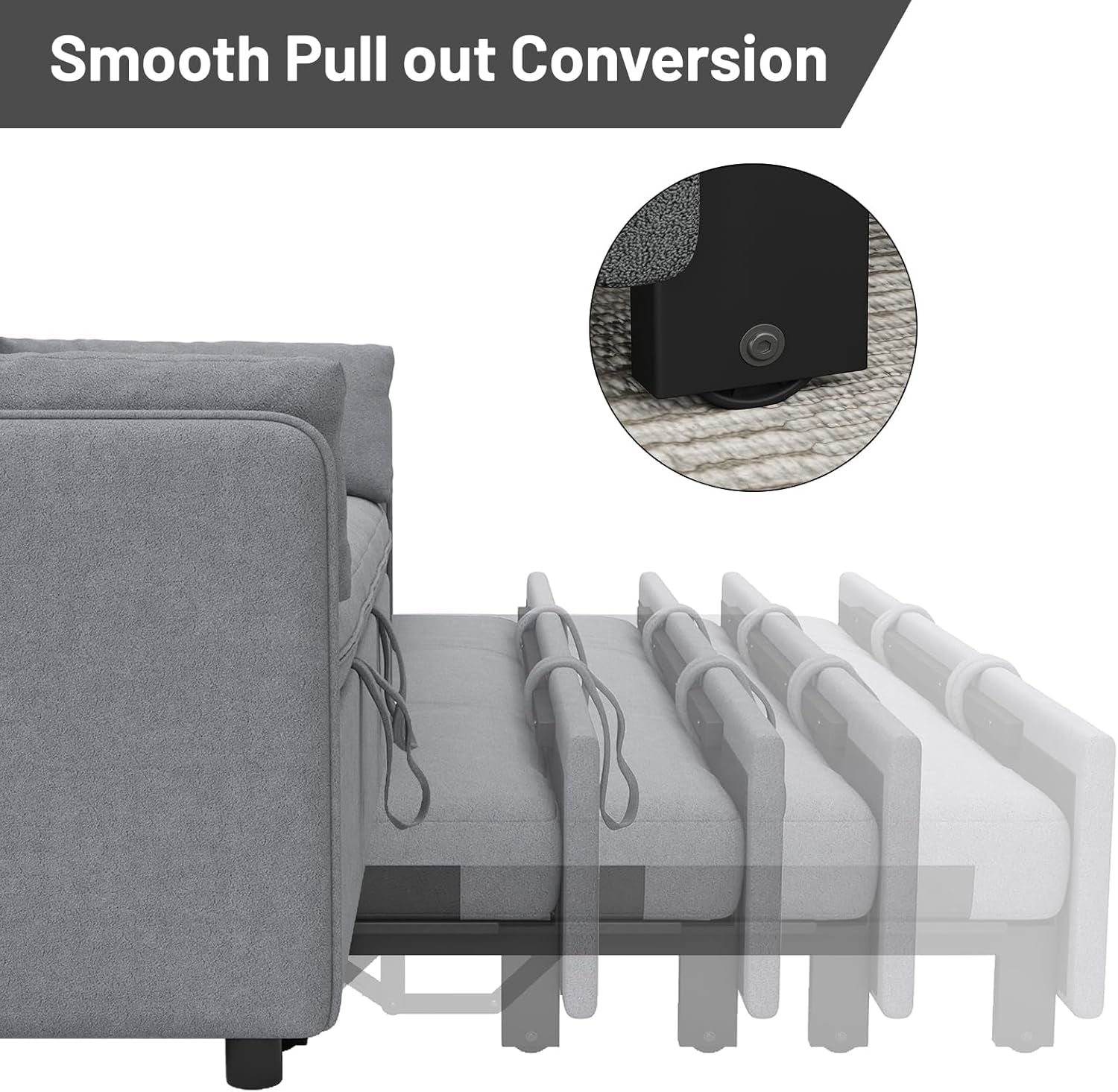 Convertible Sleeper Sofa Bed With Adjustable Backrest