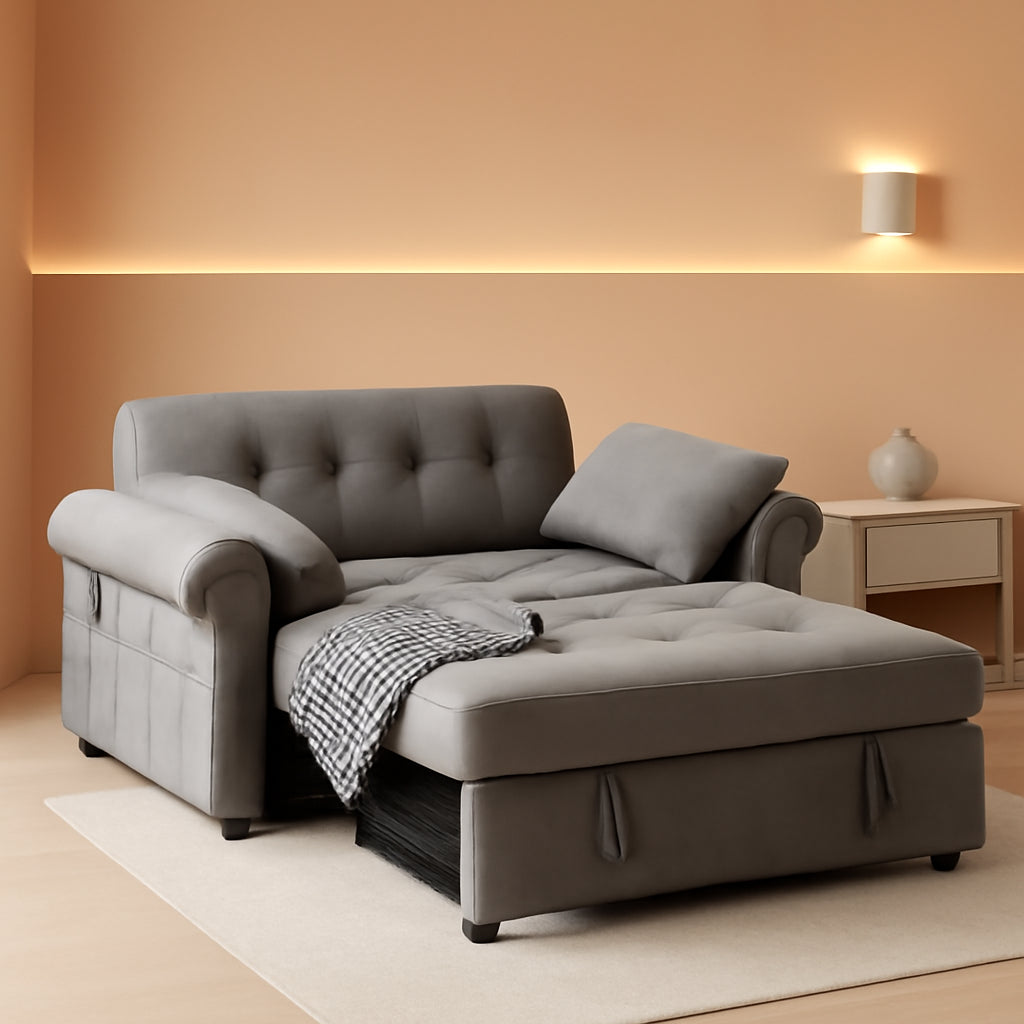 Convertible Sleeper Sofa Bed with Adjustable Backrest and Pillows