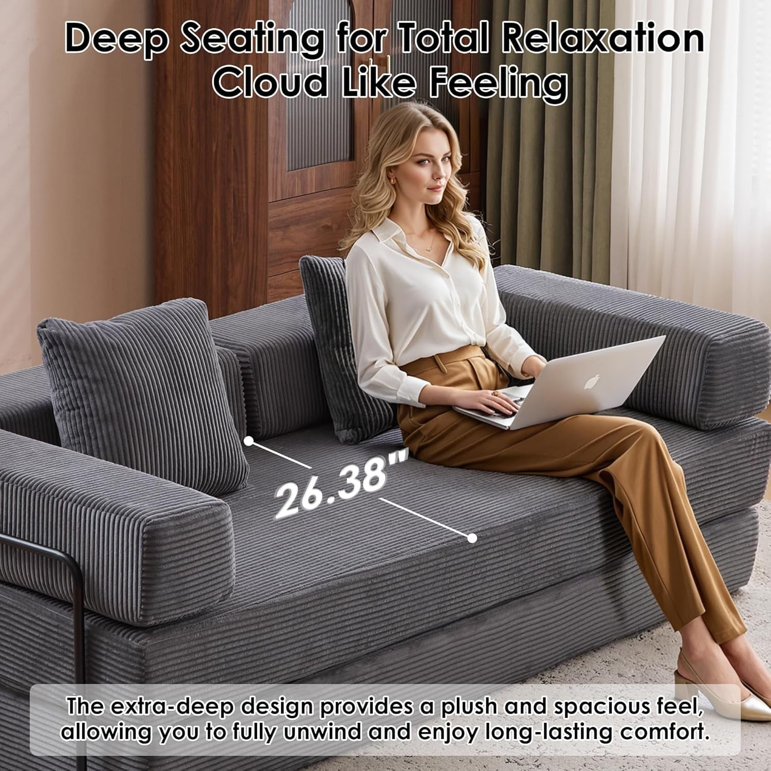 Convertible Sleeper Sofa Bed with Memory Foam Comfort