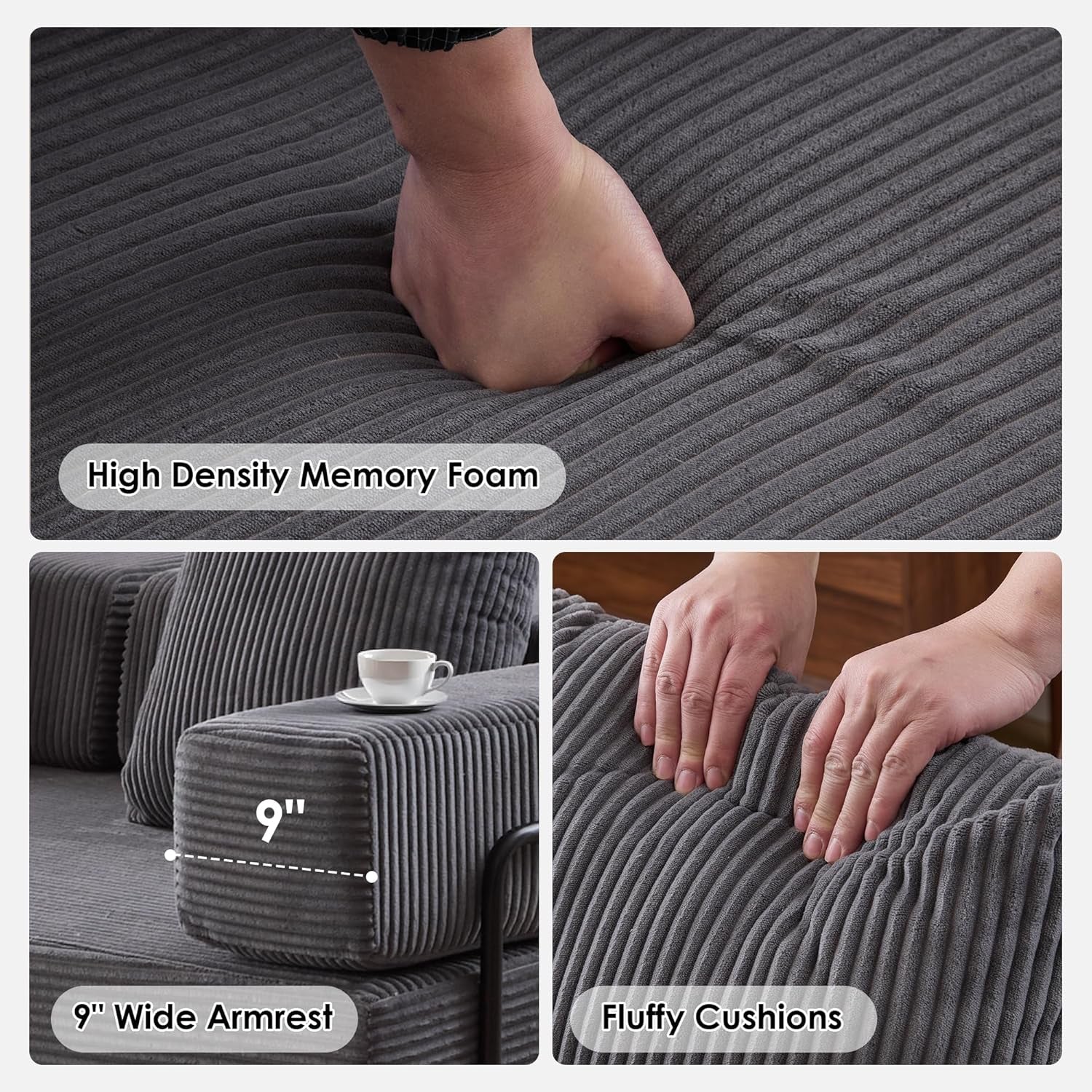 Convertible Sleeper Sofa Bed with Memory Foam Comfort