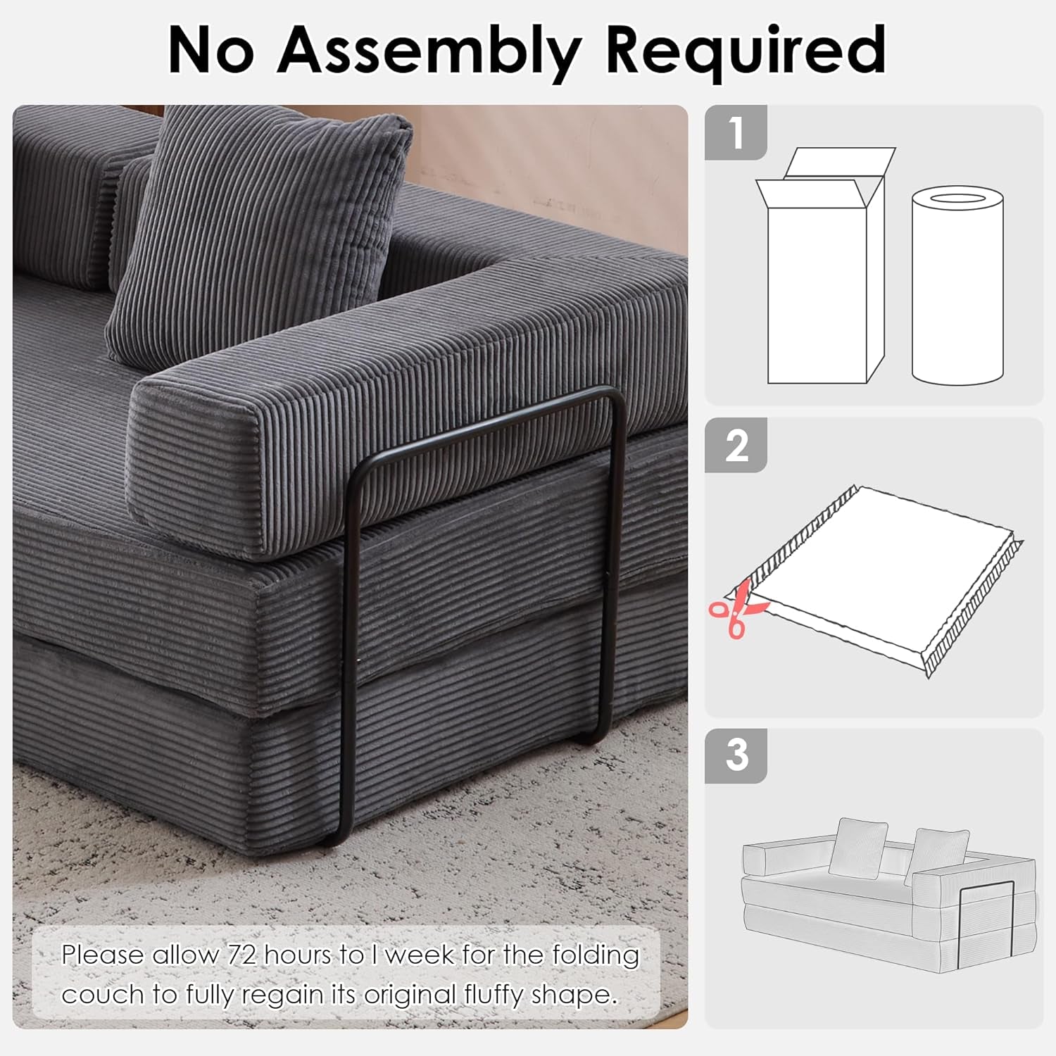 Convertible Sleeper Sofa Bed with Memory Foam Comfort