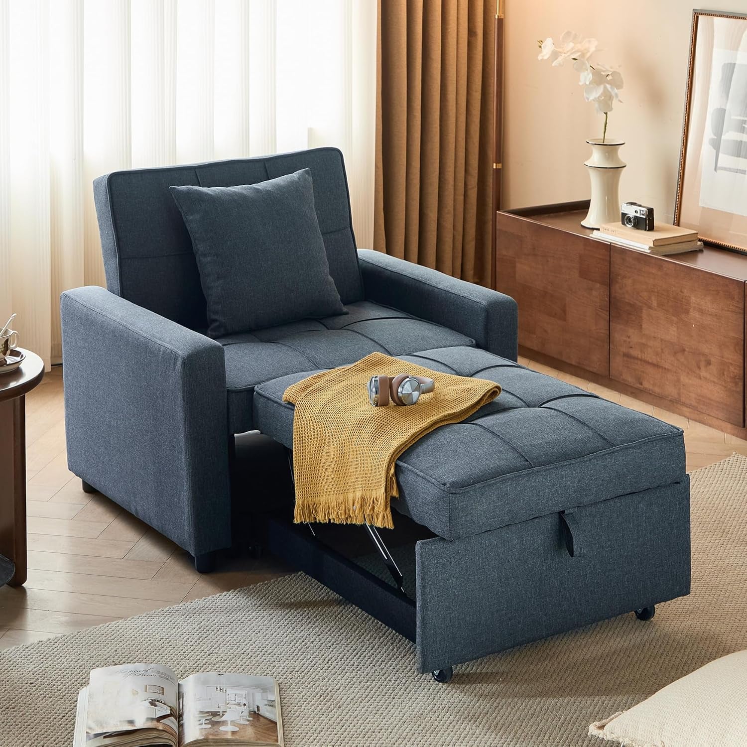 Convertible Sofa Bed Chair with Reclining Backrest
