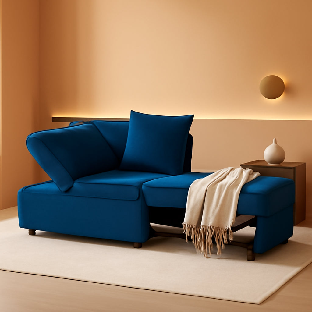 Convertible Sofa Bed With Adjustable Backrest And Pillows