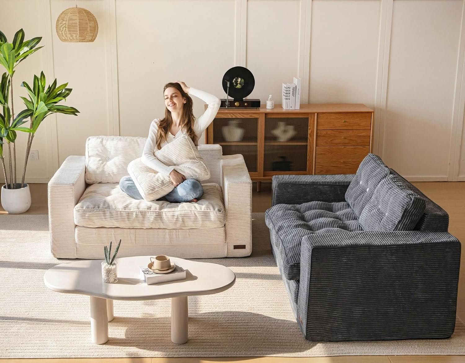 Convertible Sofa Bed With Pillows For Living Room