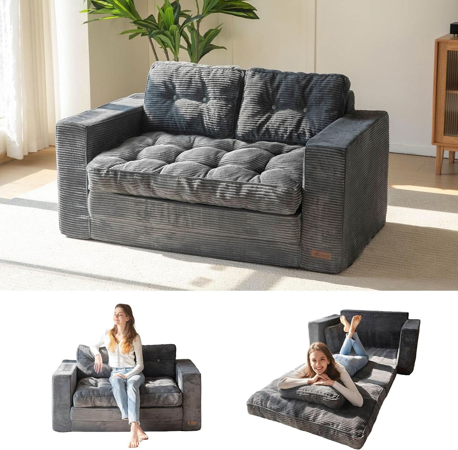 Convertible Sofa Bed With Pillows For Living Room