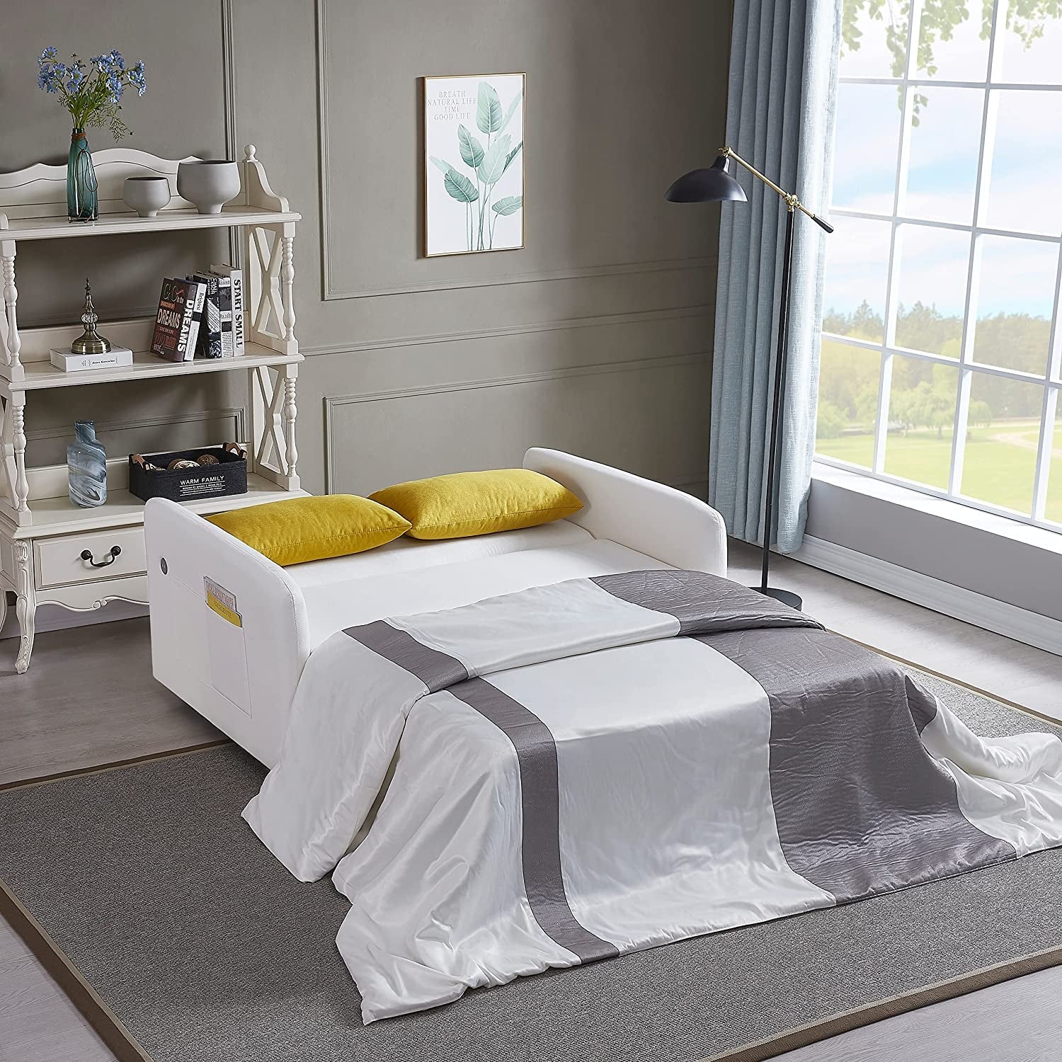 Convertible Sofa Bed With USB Charging And Pockets
