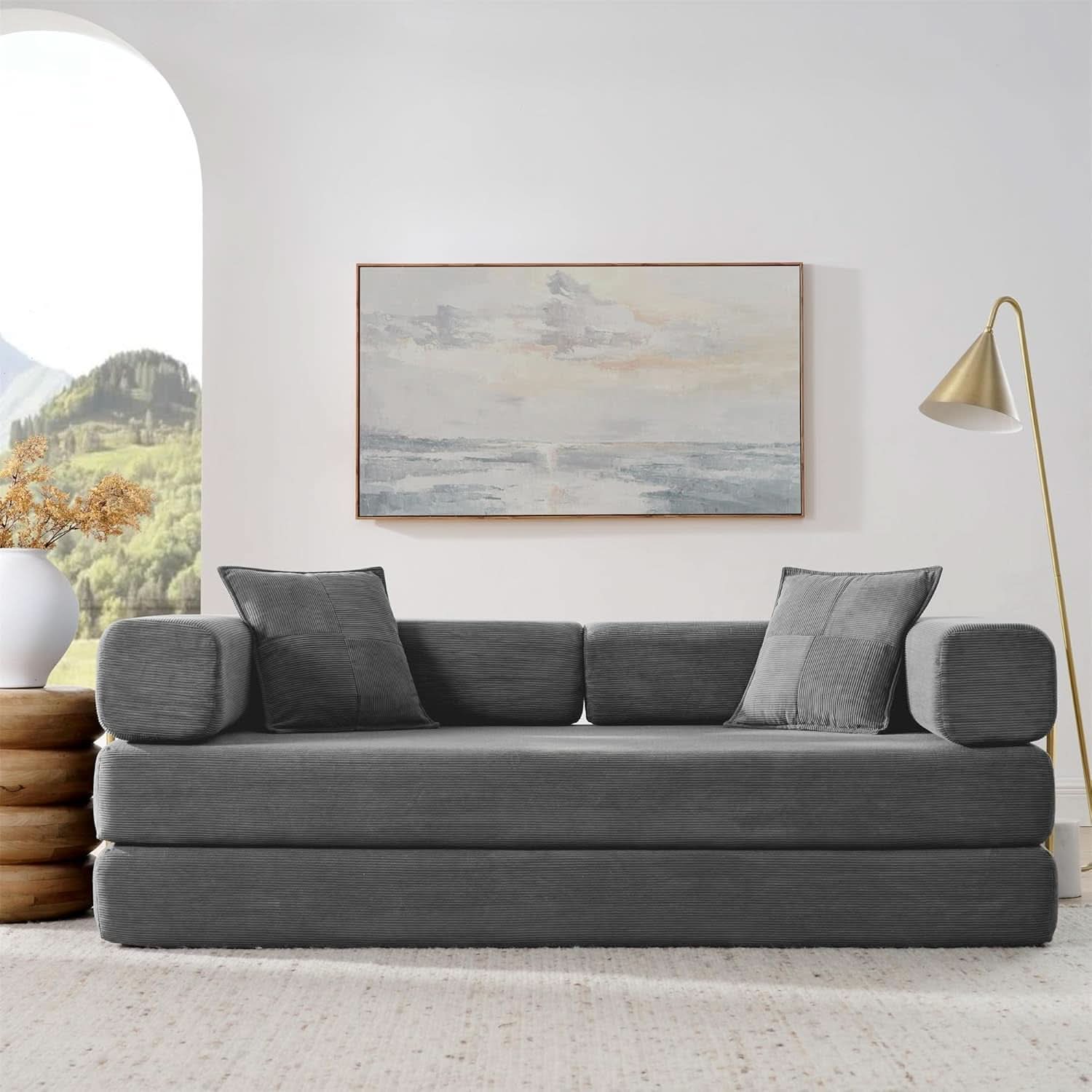 Convertible Sofa Bed with Adjustable Armrests and Comfort