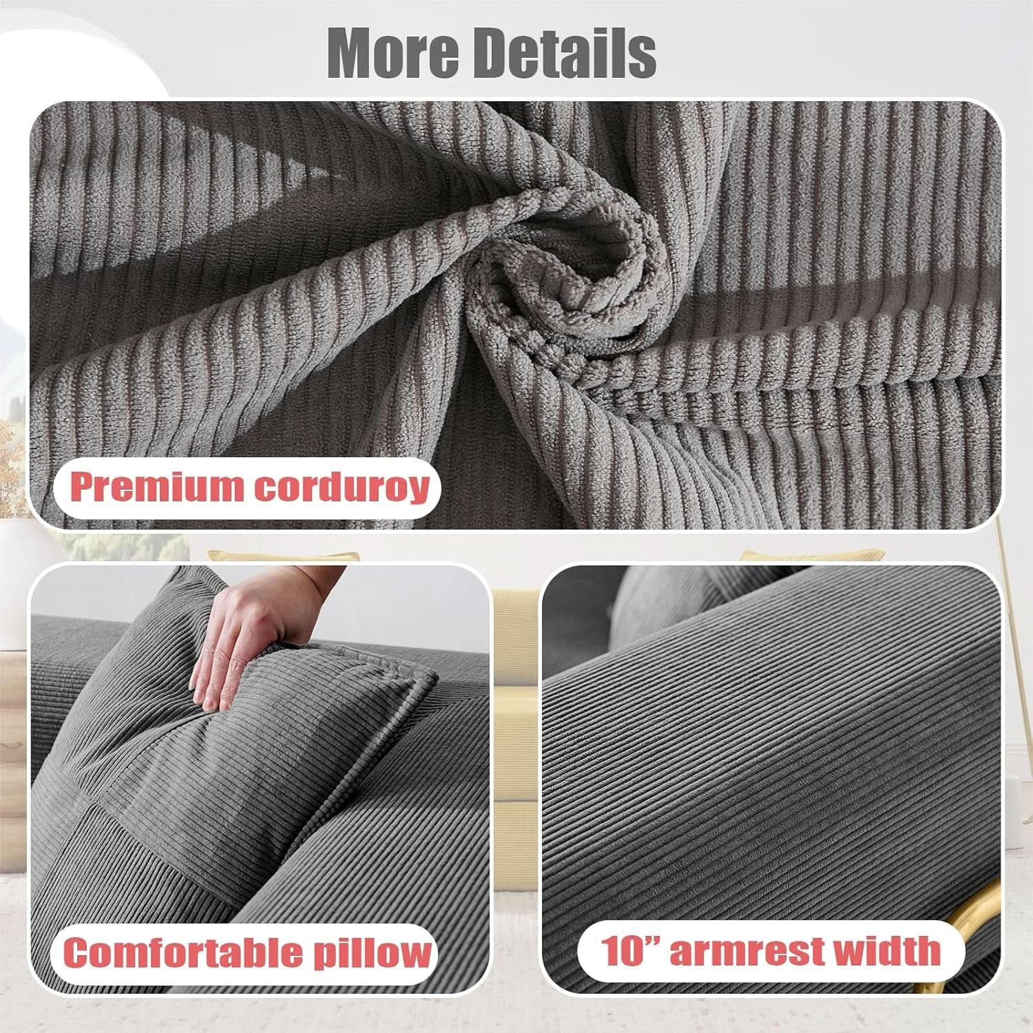 Convertible Sofa Bed with Adjustable Armrests and Comfort
