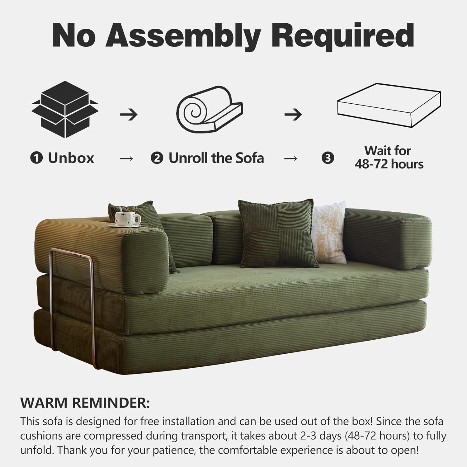 Convertible Sofa Bed with Armrests for Small Spaces