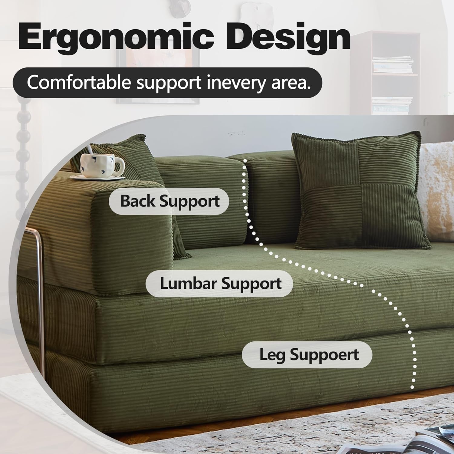 Convertible Sofa Bed with Armrests for Small Spaces